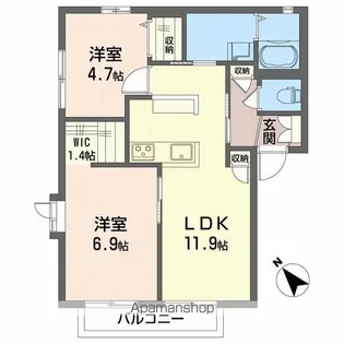 グランシード・ベガ【101号室】の間取り