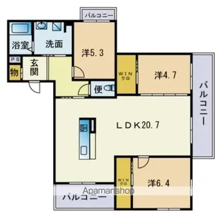 シャーメゾン松崎スカイヒル【302号室】の間取り