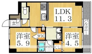 サンファボーレ北田辺【602*号室】の間取り