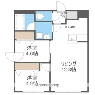 PRIME COURT苗穂駅前(プライムコート苗穂駅前)【1階】の間取り