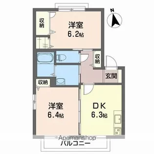 シャーメゾン東垣生 B棟【2階】の間取り