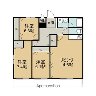 ラフォーレ十日市【8階】の間取り