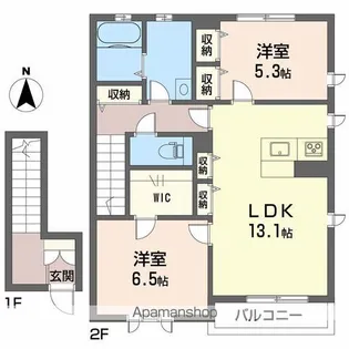 アルフラット椿A棟【2階】の間取り