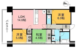 サーパス桟橋通二丁目【5階】の間取り