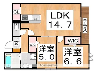 Passaro Grande北田辺【1階】の間取り