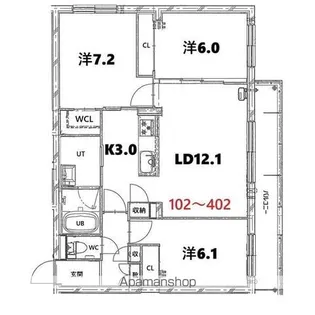 BASE厚別西【4階】の間取り