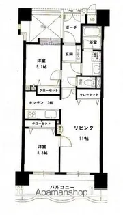 アースコート渡辺通り【7階】の間取り