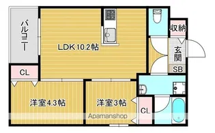 GlanZ 六ツ門【4階】の間取り