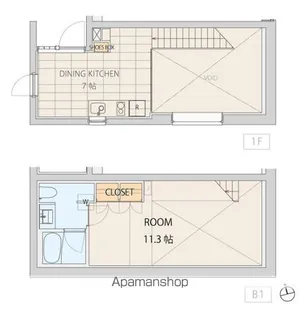 エスセナーリオ市谷薬王寺【104号室】の間取り