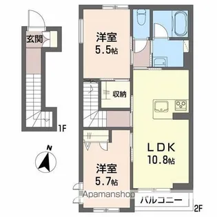 仮 島内シャーメゾン【201号室】の間取り