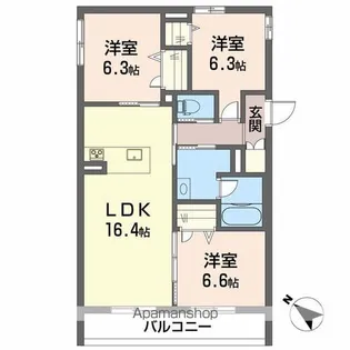 ベレオ道後【1階】の間取り