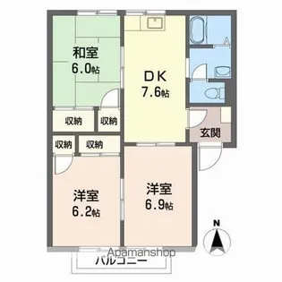 フレグランス南久米 C棟【2階】の間取り