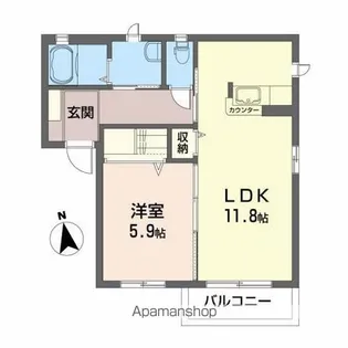 ジャルダン・ド・シエルドゥ【2階】の間取り