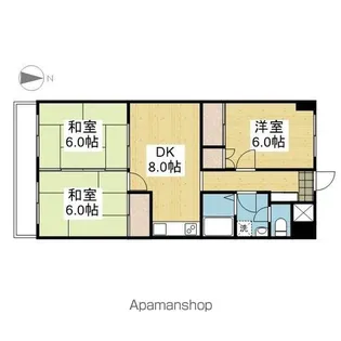 聖和ハイツ 中央棟【515号室】の間取り