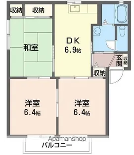 ヴィラ・コンフォート B棟【102号室】の間取り