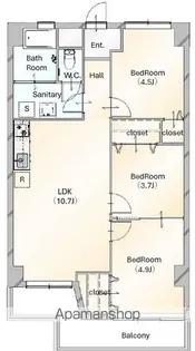 小田原45ビル【703号室】の間取り