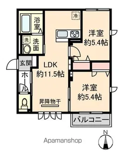 LA FORESTA【202号室】の間取り