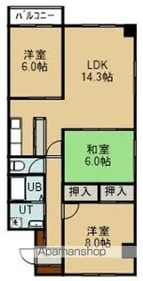 シャトーかなほり【406号室】の間取り