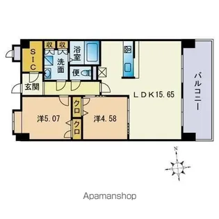 LASANTE大橋リバーサイドテラス【708号室】の間取り