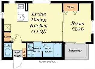 グリーンティエラ三井寺【102号室】の間取り