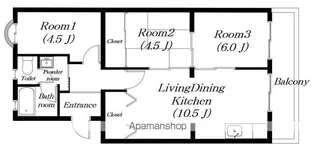フォンテーヌ国分【503号室】の間取り