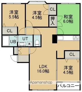 エンドレス五稜郭A棟【2階】の間取り