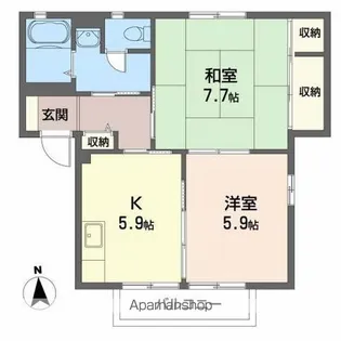 ニューエステート笹谷C【1階】の間取り