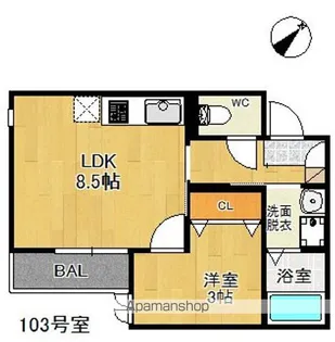 GRANDTIC GIGLIO博多【1階】の間取り