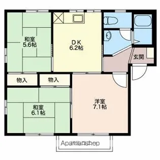 アップルヒルズA【201号室】の間取り