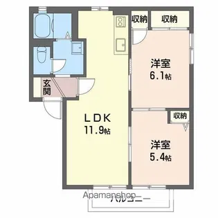 セントラルアイラB【205号室】の間取り