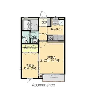 ラ・メゾンドゥロサA【1階】の間取り