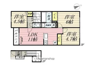 神奈川県横浜市栄区中野町【アパート】の間取り