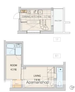 エスセナーリオ市谷薬王寺【102号室】の間取り