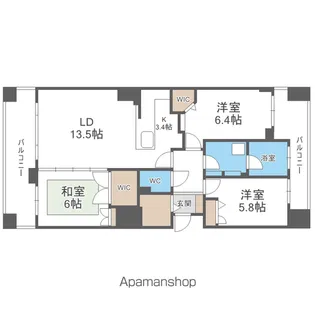 グランファーレ札幌菊水グランシェール【9階】の間取り
