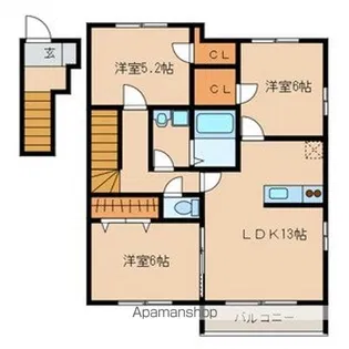 とののくら六番館B【2階】の間取り