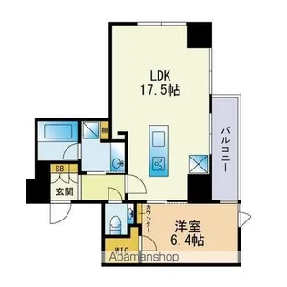ロイヤルパークス大名【2104号室】の間取り