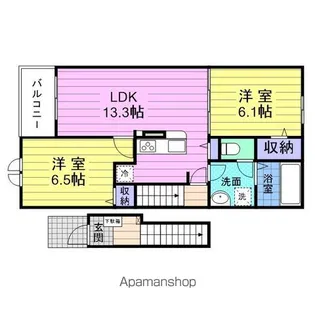 グレースヒルズGAMO B棟【2階】の間取り