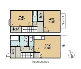 滋賀県東近江市市子殿町【テラスハウス】の間取り