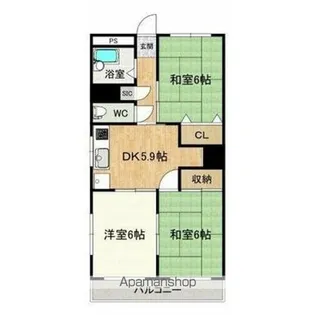 メゾンドール横河原【2階】の間取り