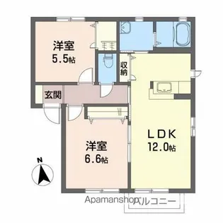 ラフィーネ笹谷【2階】の間取り
