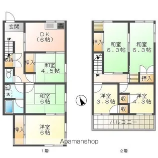 滋賀県東近江市札の辻2丁目【一戸建】の間取り