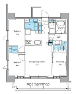 ルフォンプログレ上野御徒町【13階】の間取り
