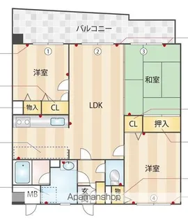 OAK VILLA 野多目レジデンス【106号室】の間取り