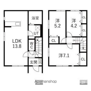 つしだ.COM【E-1号室】の間取り