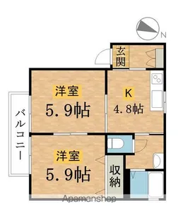 ルミエールみなみ野【102号室】の間取り