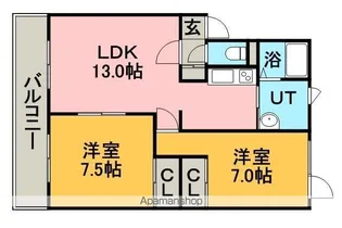 パレスエベツ【203号室】の間取り
