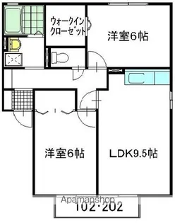 ウイングSASANO B棟【202号室】の間取り
