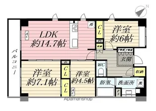クラシアム神奈川台場【406号室】の間取り