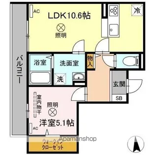 岡山県岡山市北区大元2丁目【アパート】の間取り