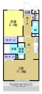 ソルーナ松橋【1-D号室】の間取り